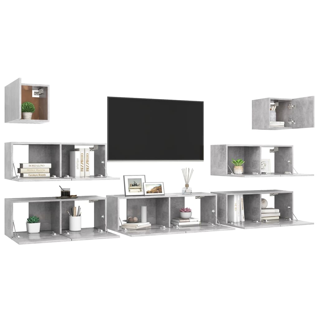 Set de muebles de salón 7 pzas madera sintetizada Nexus gris hormigón vidaXL