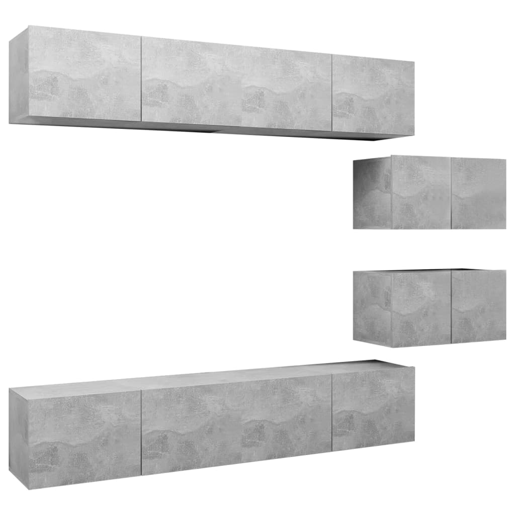 Set muebles de salón TV 6 pzas madera sintetizada Nexus gris hormigón vidaXL