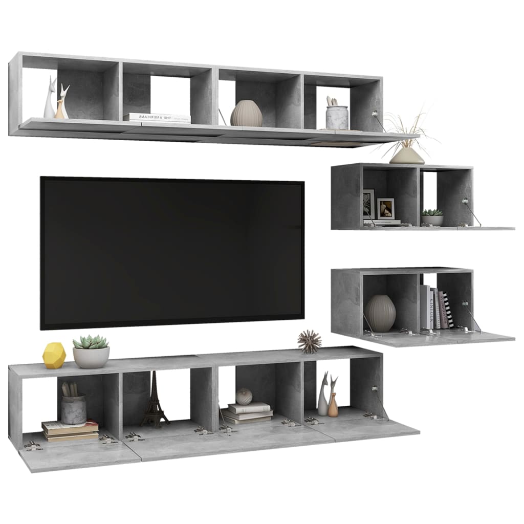 Set muebles de salón TV 6 pzas madera sintetizada Nexus gris hormigón vidaXL