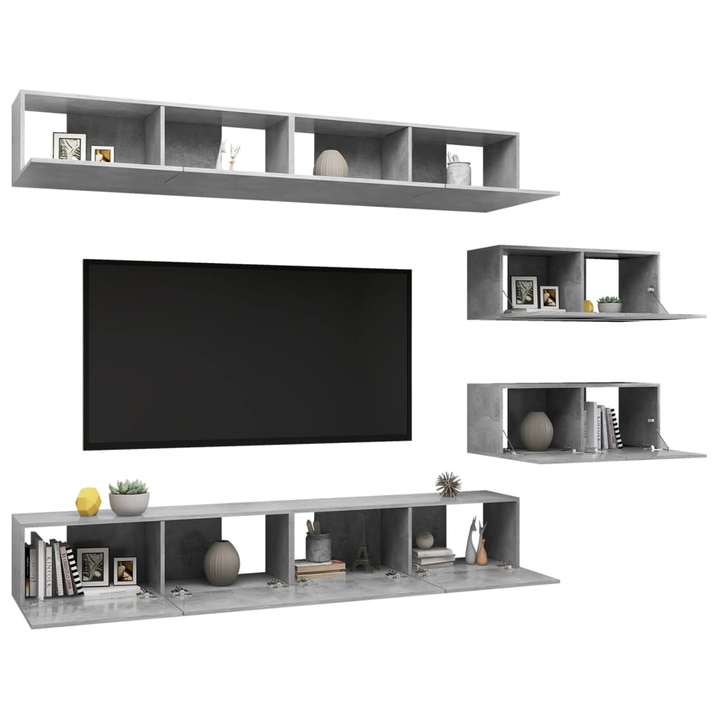 Set de muebles de salón 6 pzas madera sintetizada Nexus gris hormigón