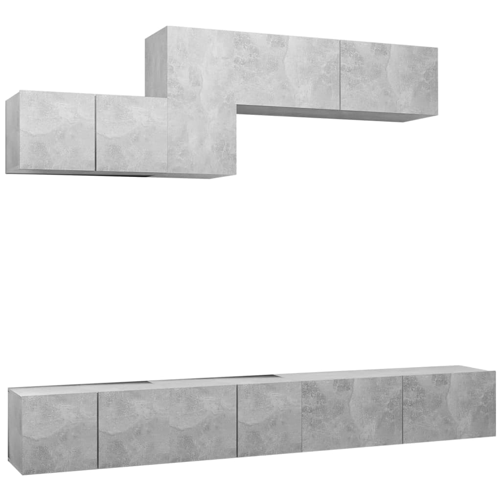 Set muebles de salón TV 6 pzas madera sintetizada Nexus gris hormigón vidaXL