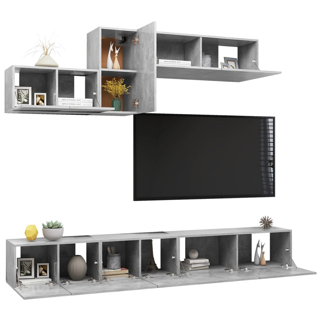 Set muebles de salón TV 6 pzas madera sintetizada Nexus gris hormigón vidaXL