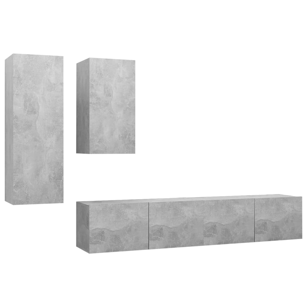 Set muebles de salón TV 4 pzas madera sintetizada Nexus gris hormigón vidaXL