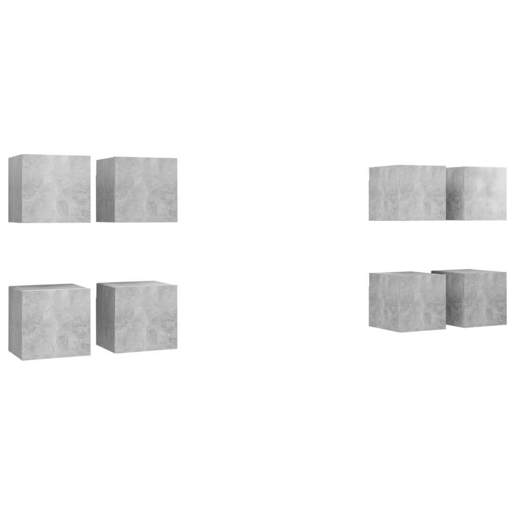 Muebles de TV de pared 8 piezas gris hormigón 30,5x30x30 cm vidaXL