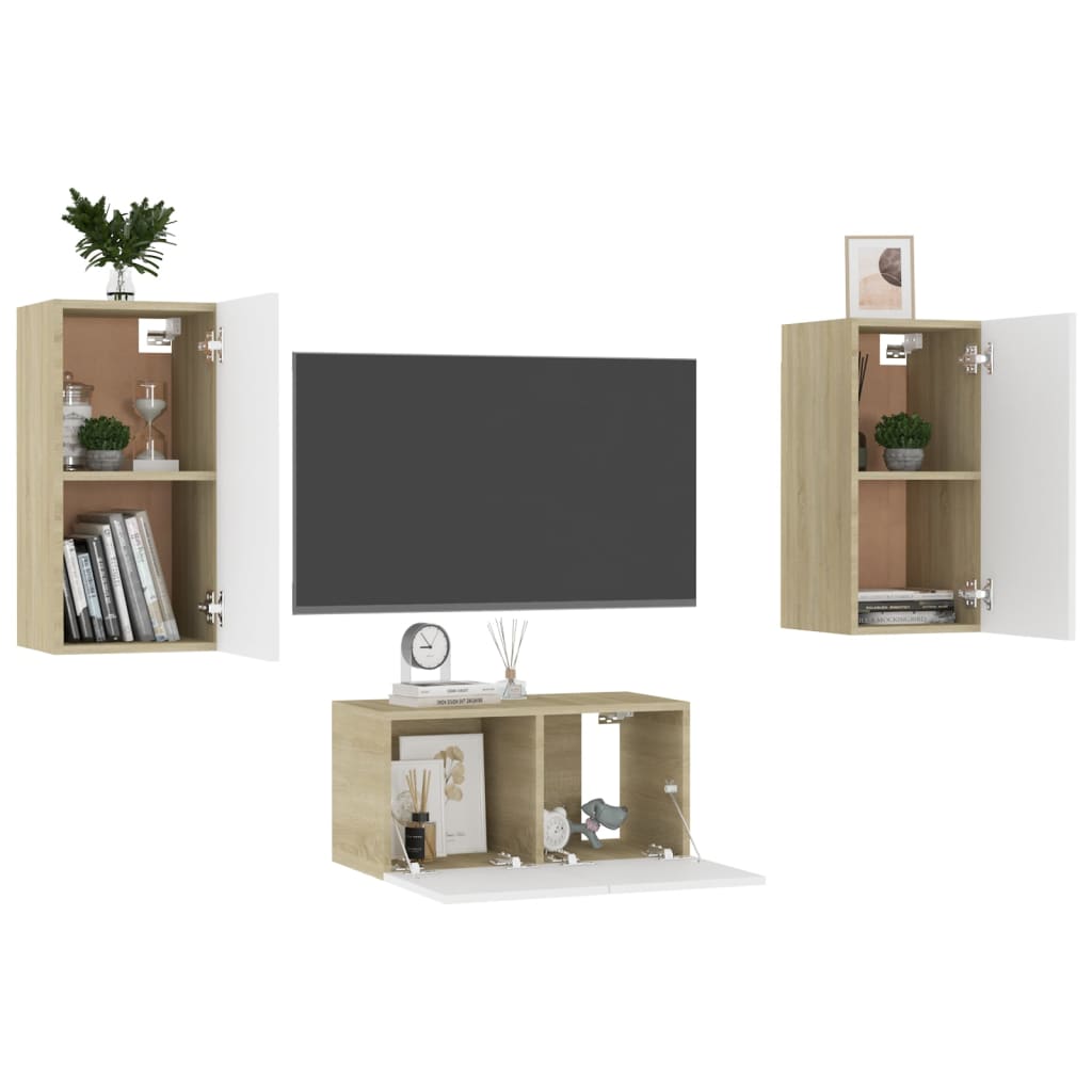 Salon furniture 3 pcs synthesized wood Nexus white and oak sonoma