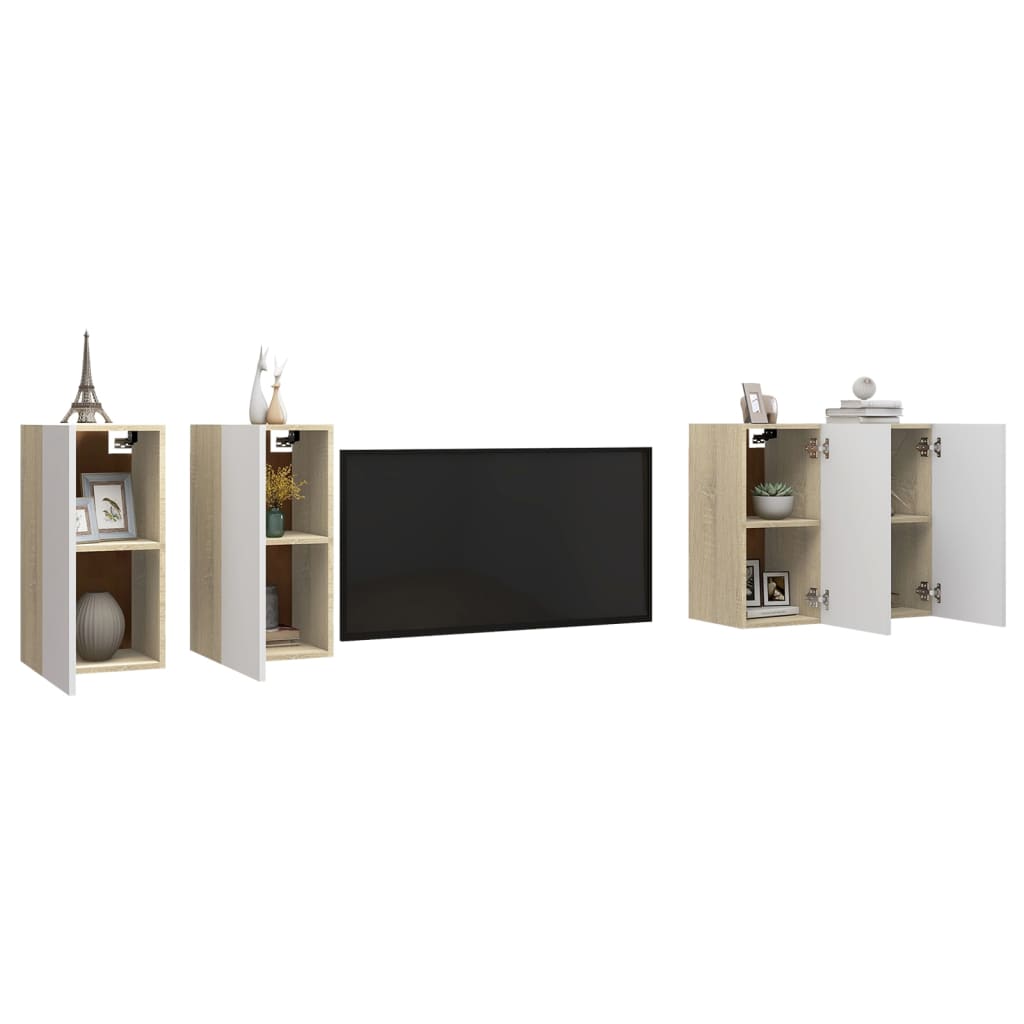 4 -piece white and oak lounge furniture Sonoma 30.5x30x60 cm