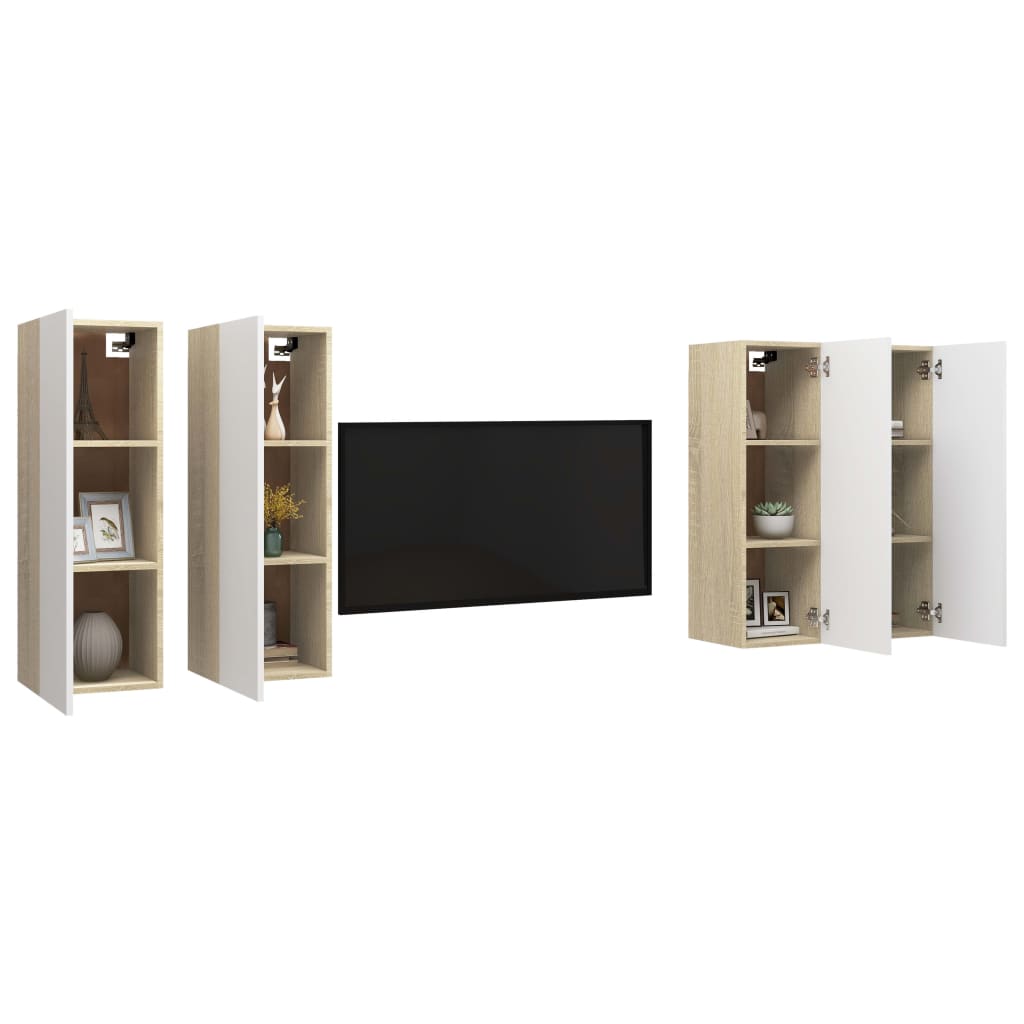 4 -piece white and oak lounge furniture Sonoma 30.5x30x90 cm