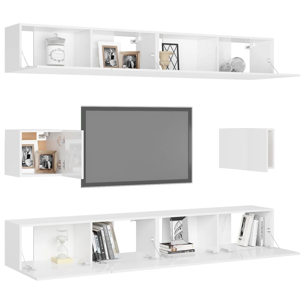 Set de muebles de salón 6 pzas madera sintetizada Nexus blanco brillo