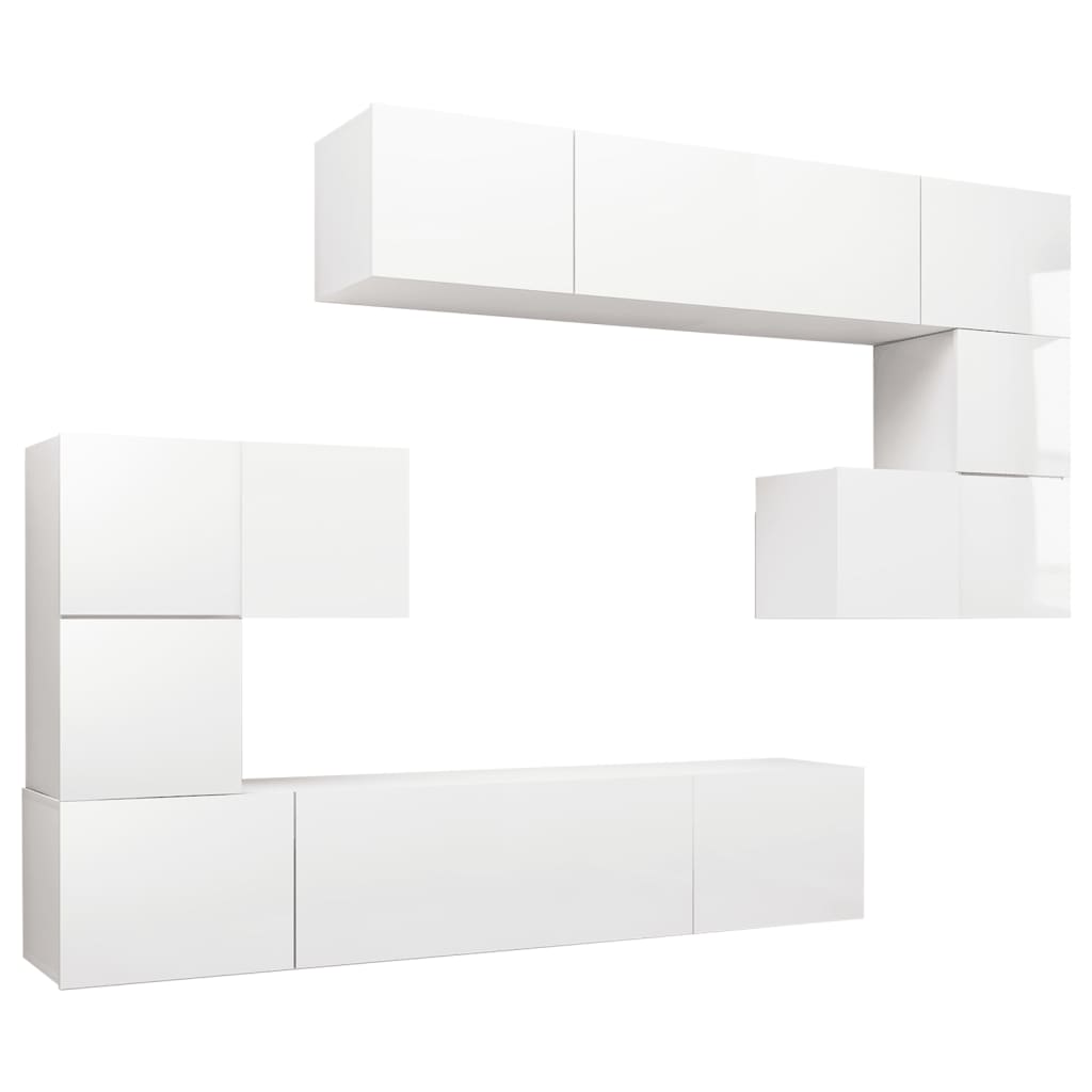 Set de muebles de salón 8 pzas madera sintetizada Nexus blanco brillo vidaXL