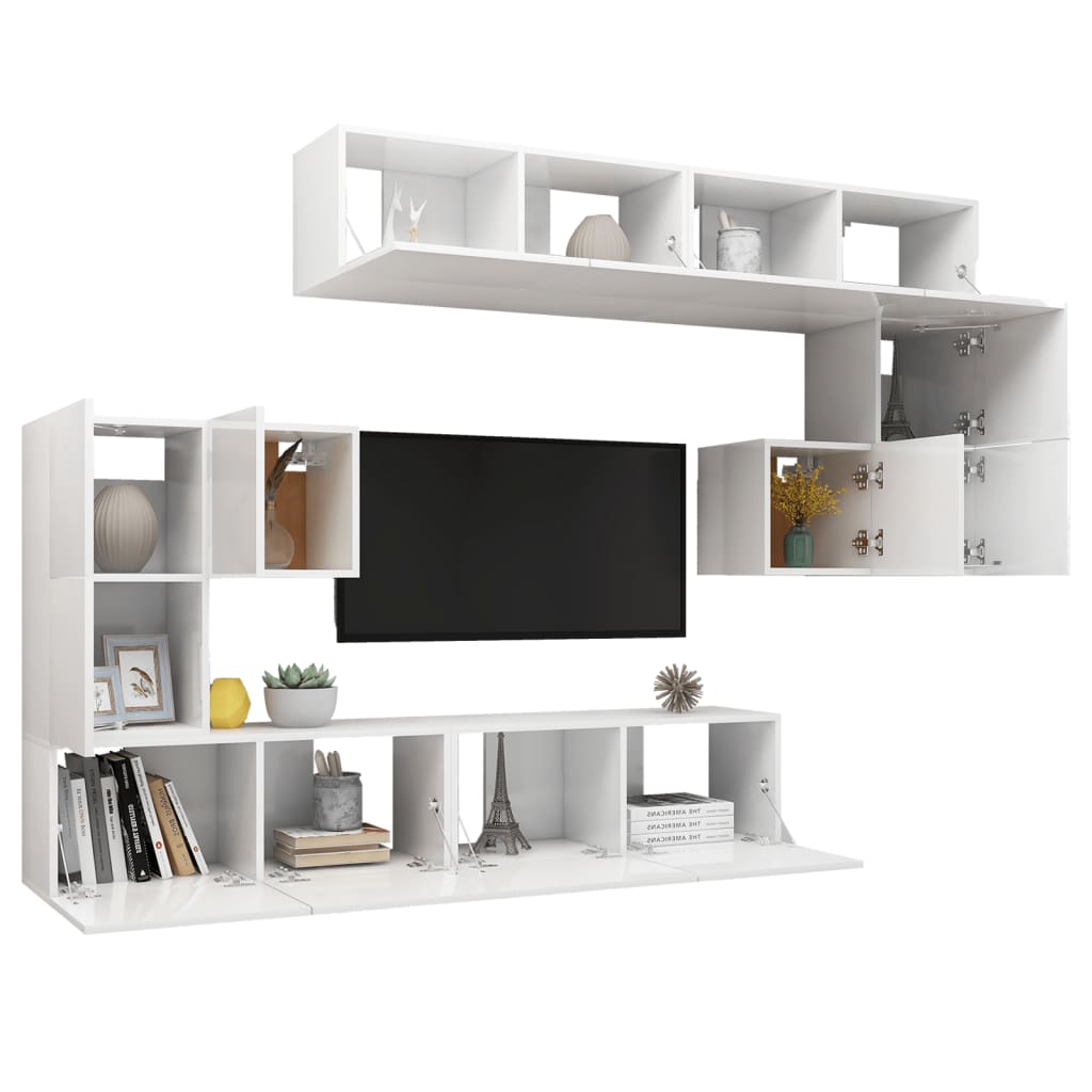 Set de muebles de salón 8 pzas madera sintetizada Nexus blanco brillo vidaXL