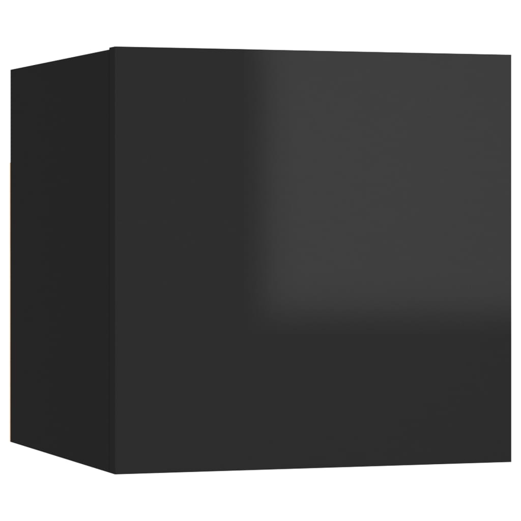 Muebles de pared para TV 8 uds negro con brillo 30,5x30x30 cm vidaXL