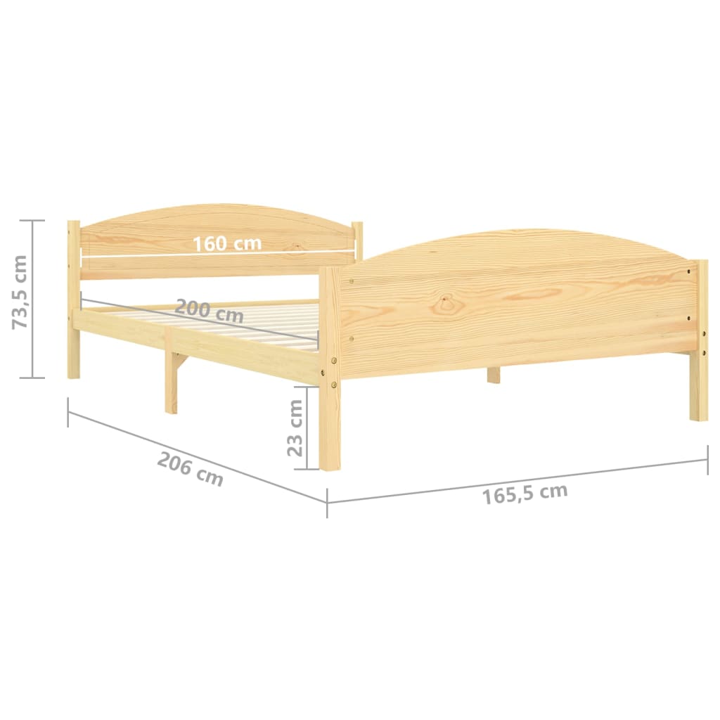 Estructura de cama sin colchón madera maciza de pino 160x200 cm