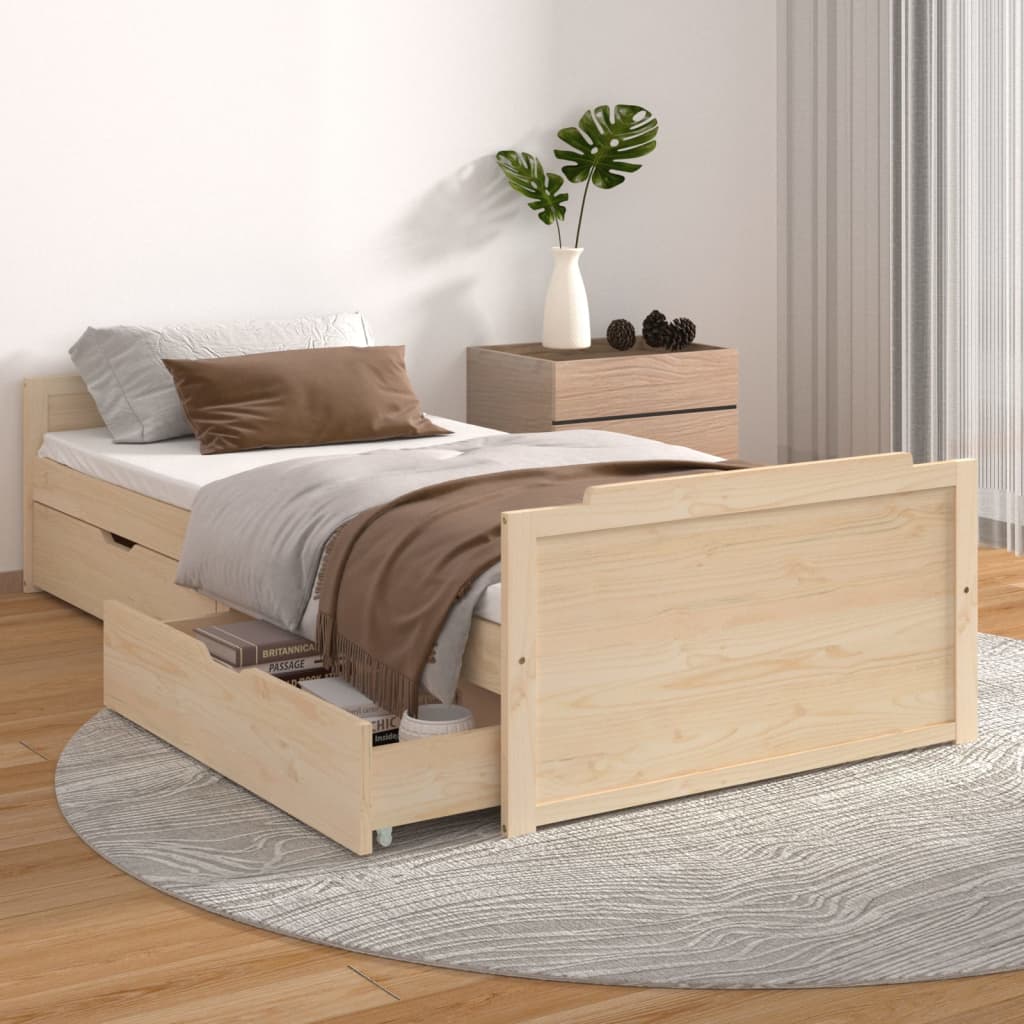 Vetonek Estructura de cama sin colchón madera maciza de pino 90x200 cm