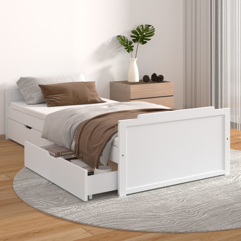 Vetonek Estructura de cama sin colchón madera de pino blanca 90x200 cm