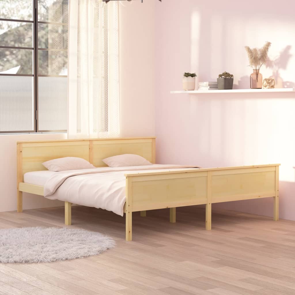 Vetonek Estructura de cama sin colchón madera maciza de pino 180x200 cm