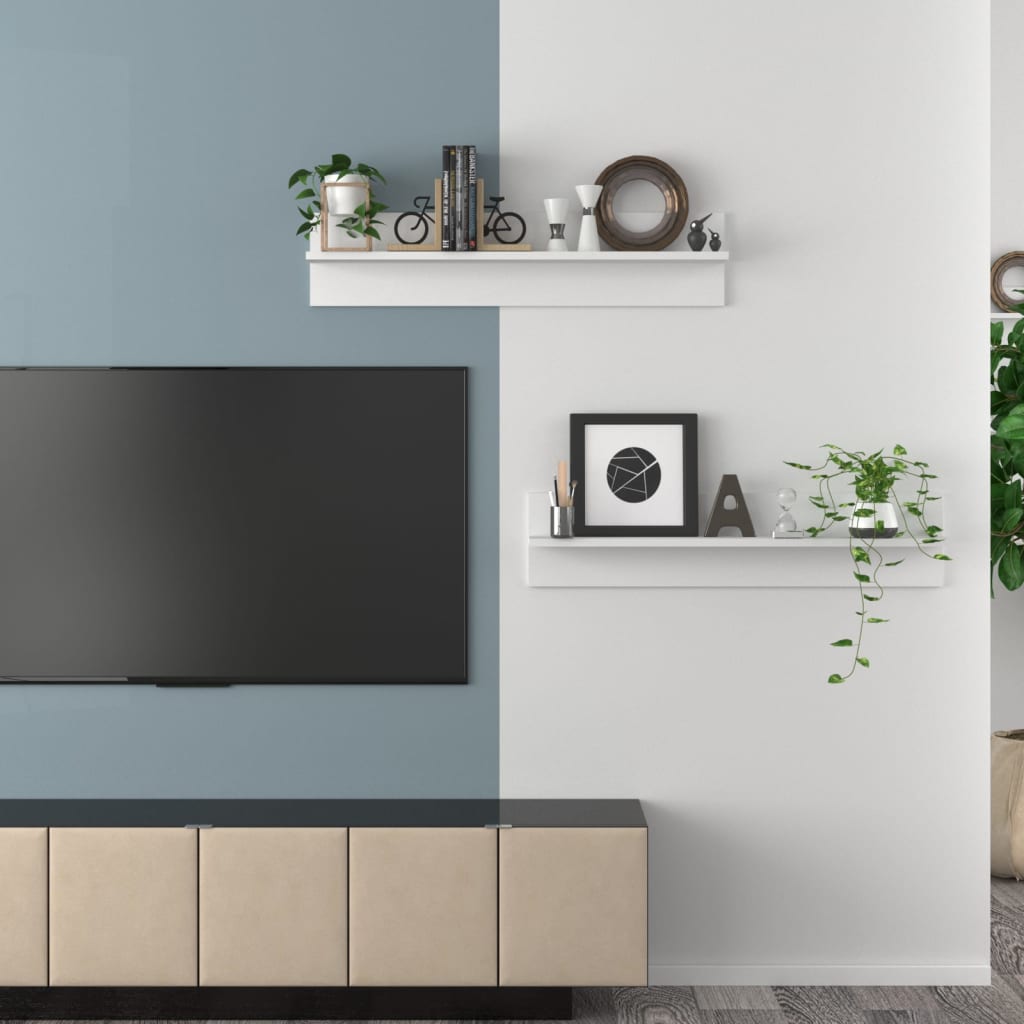 Etagère murale 2 pcs contreplaqué blanc 80x11,5x18cm V0301 Vetonek