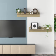 Prateleiras de parede 2 unidades de compensado de carvalho 80x11,5x18 cm V0363 Vetonek