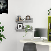 Prateleira de parede 2 peças de compensado cinza concreto 80x11,5x18cm V0387 Vetonek