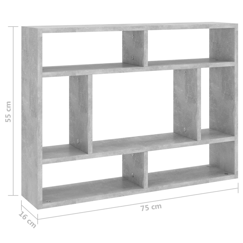 Estantería de pared gris hormigón 75x16x55 cm vidaXL