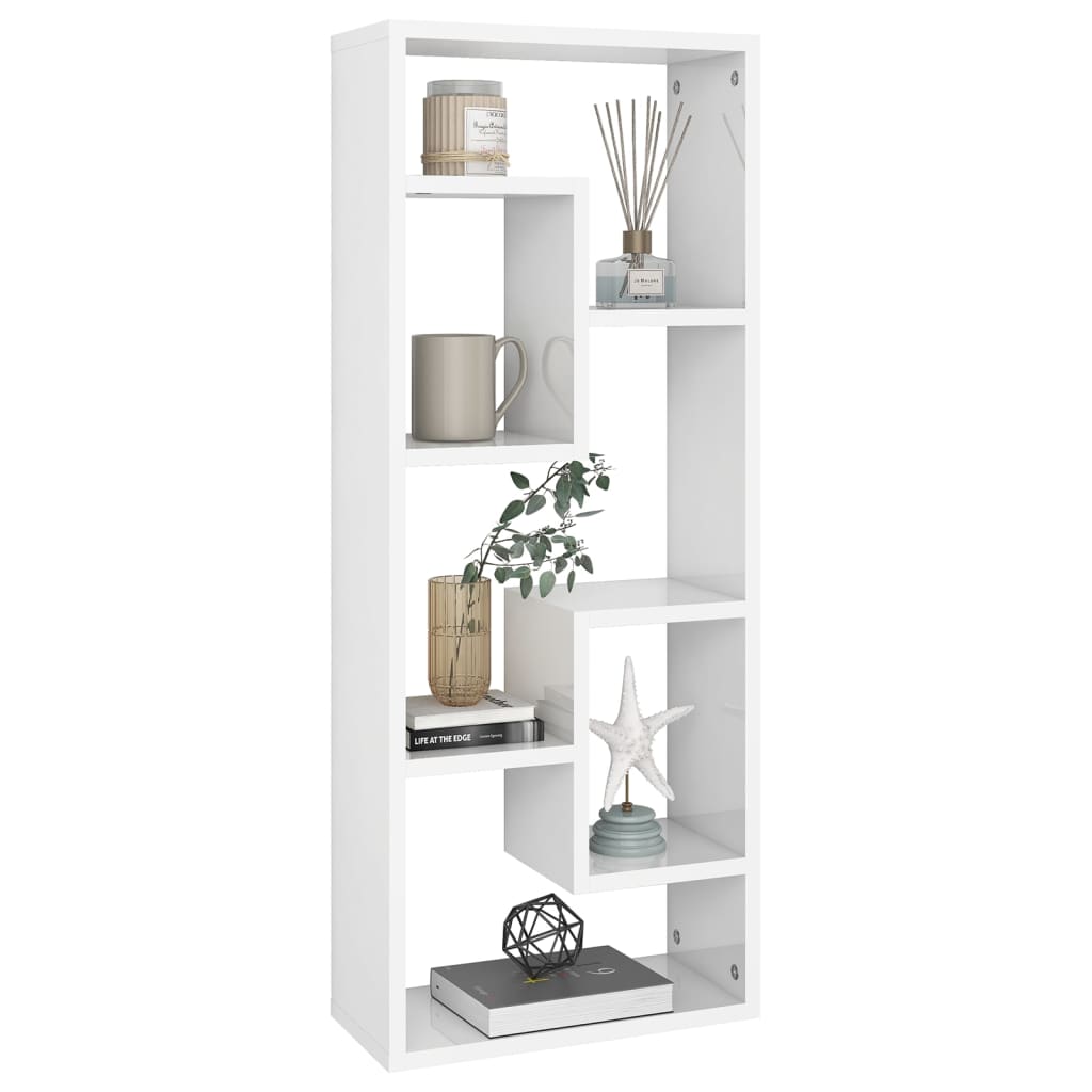 Bright white plywood wall shelf 36x16x90 cm