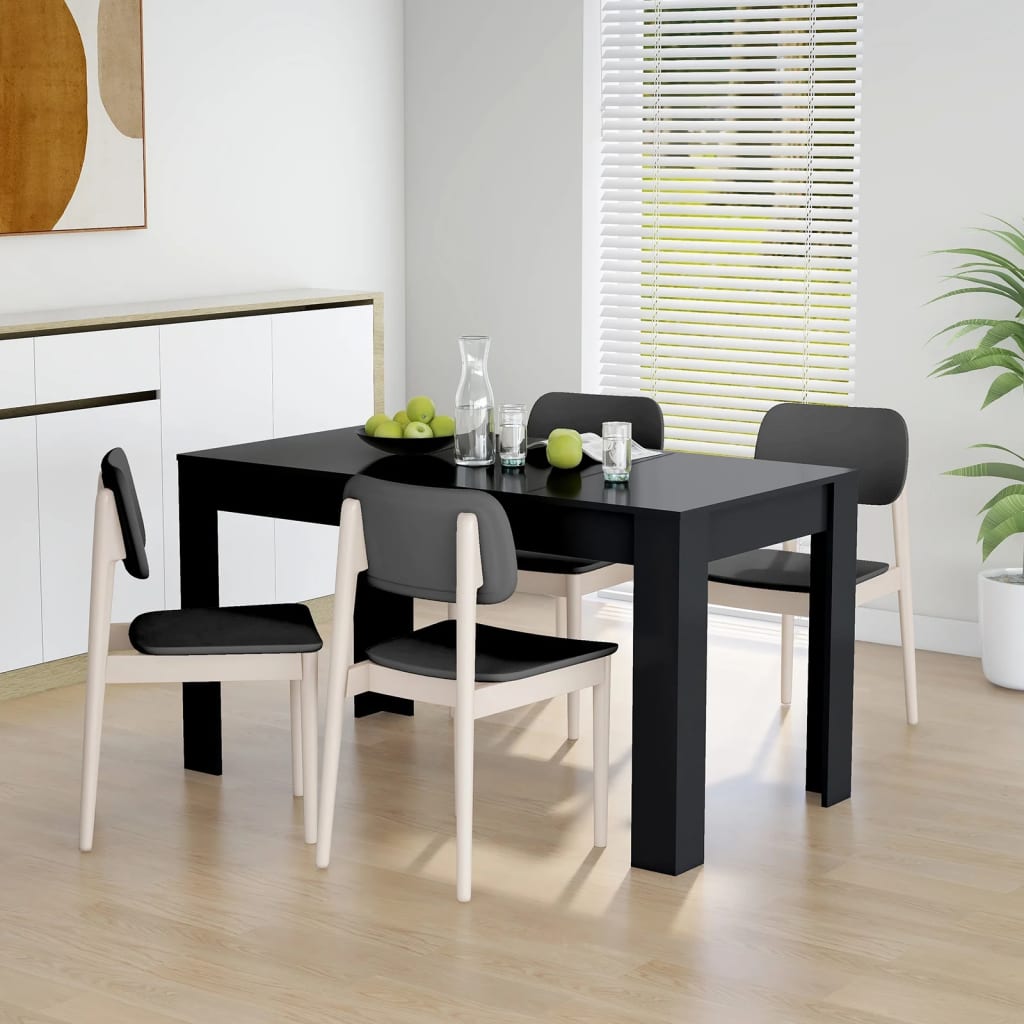 Vetonek Mesa de comedor de madera contrachapada negro 140x74,5x76 cm