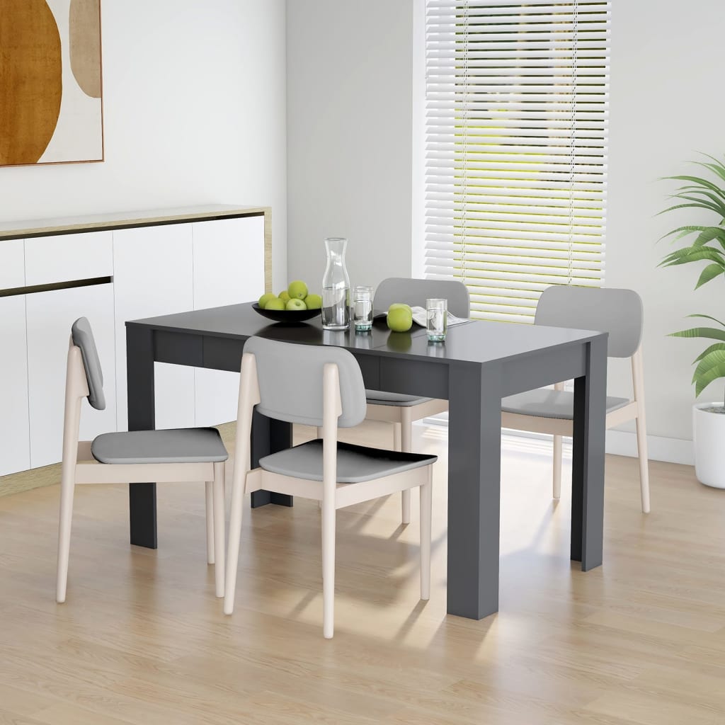 Vetonek Mesa de comedor de madera contrachapada gris 140x74,5x76 cm