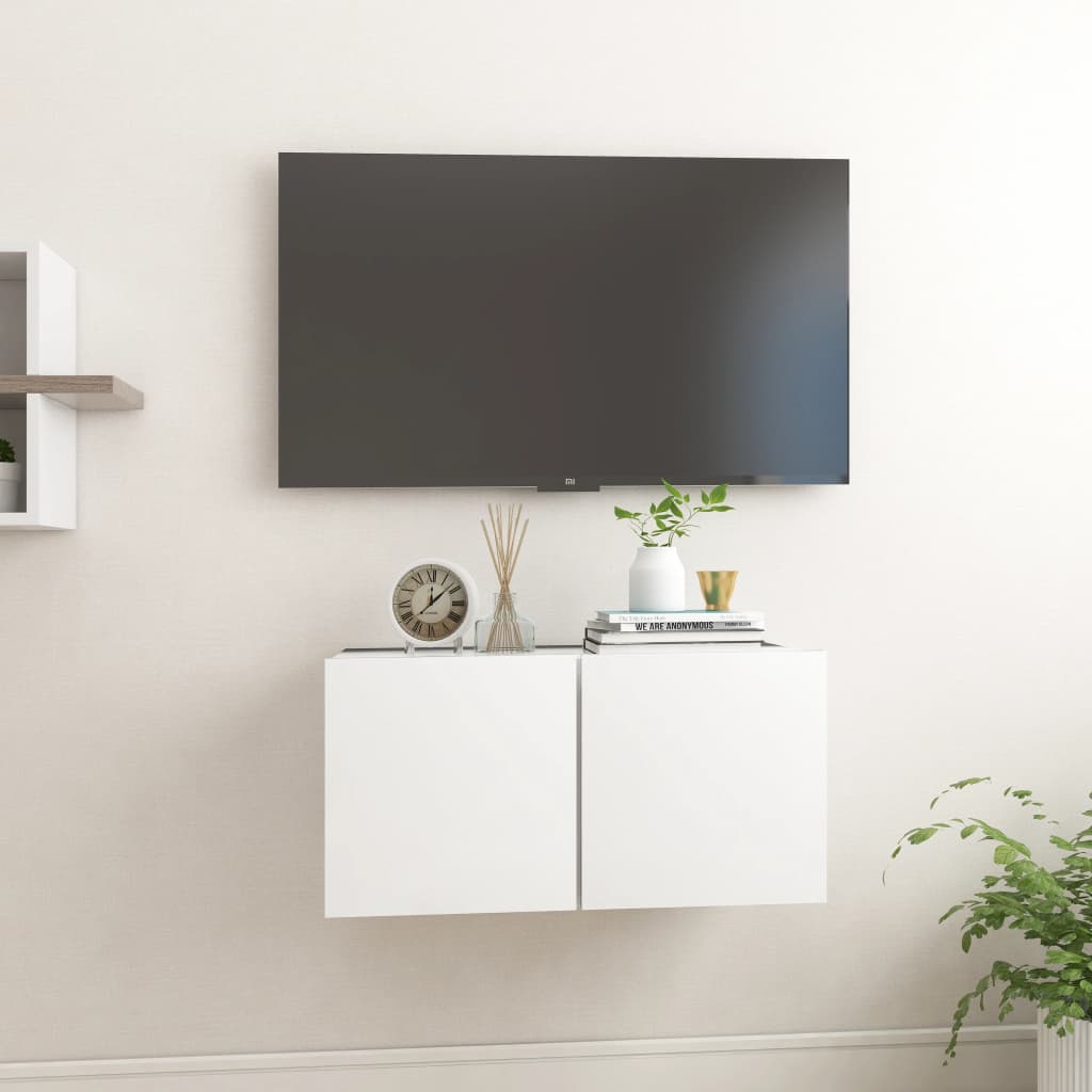 Vetonek Mueble de TV colgante blanco 60x30x30 cm