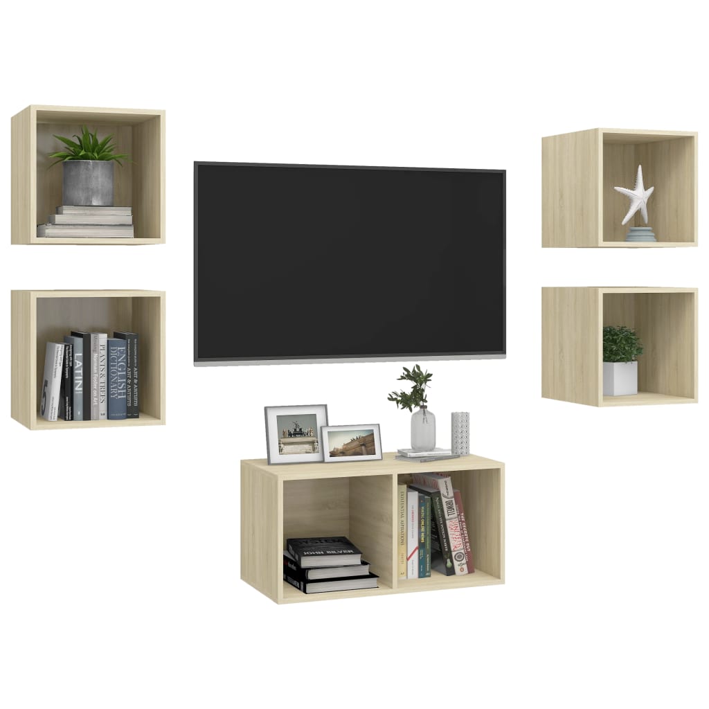 Juego de muebles de salón 5 pzas madera sintetizada Nexus roble Sonoma