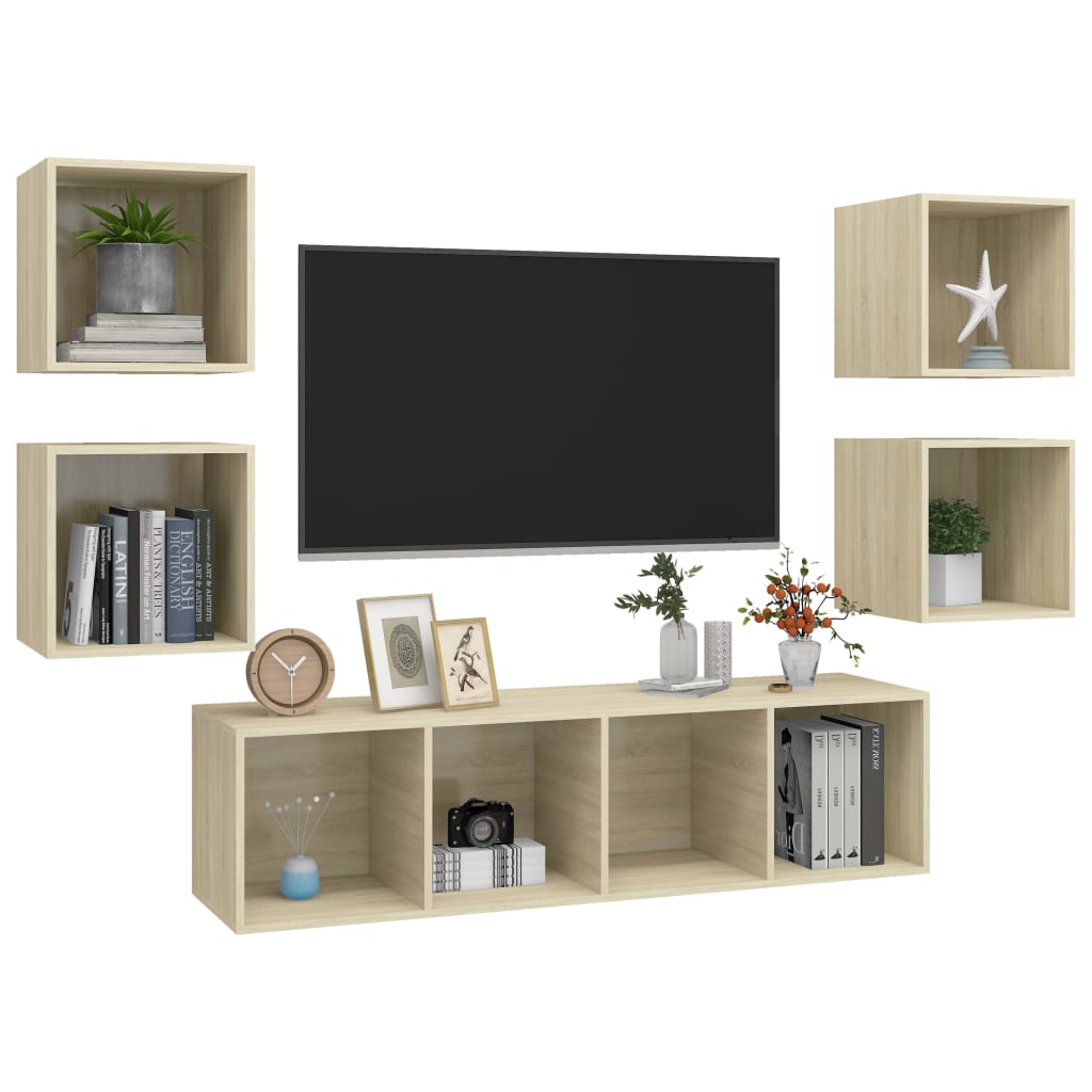 Juego de muebles de salón 5 pzas madera sintetizada Nexus roble Sonoma