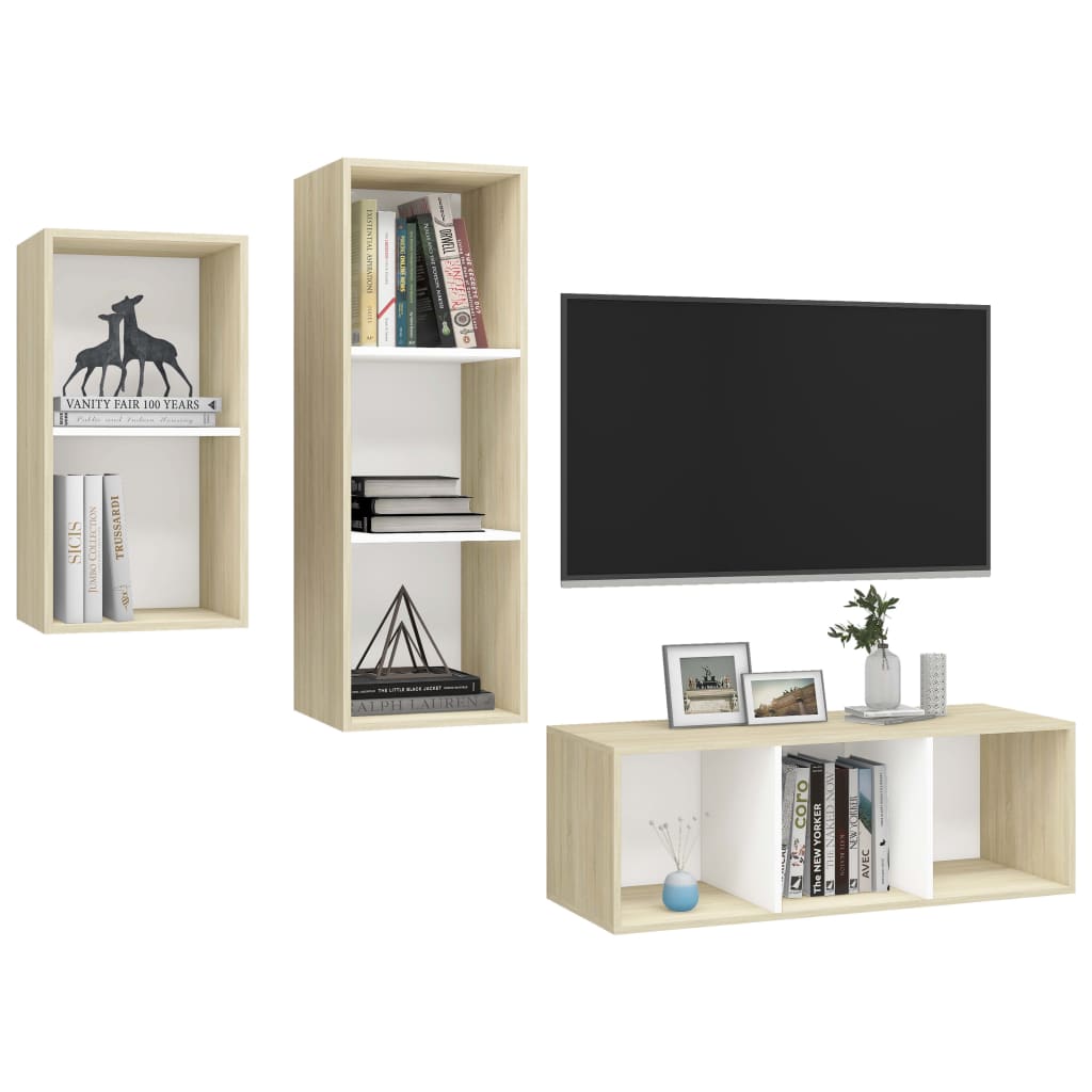 Salon furniture 3 pcs synthesized wood Nexus white and oak sonoma