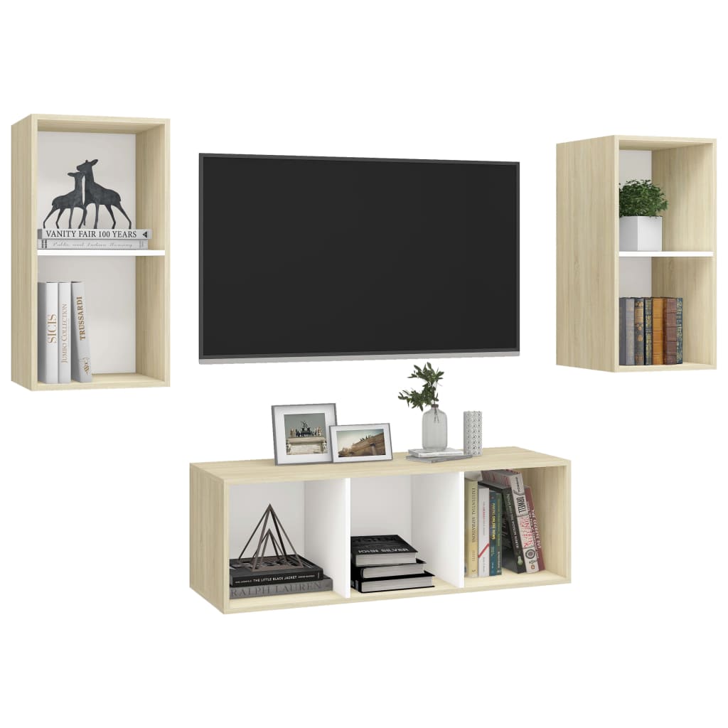 Salon furniture 3 pcs synthesized wood Nexus white and oak sonoma