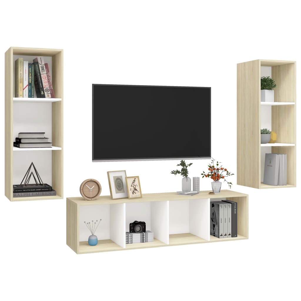 Salon furniture 3 pcs synthesized wood Nexus white and oak sonoma