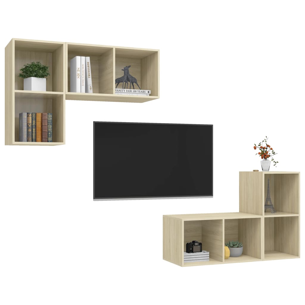 Wand Wohnzimmer 4 Stcs Holztechnik Eiche Sonoma