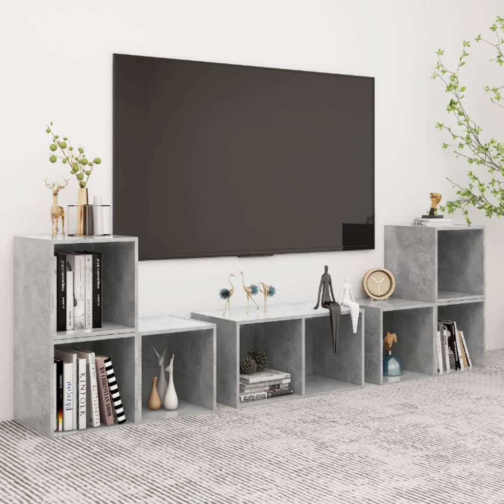 Vetonek Muebles de salón 6 piezas madera de ingeniería gris hormigón