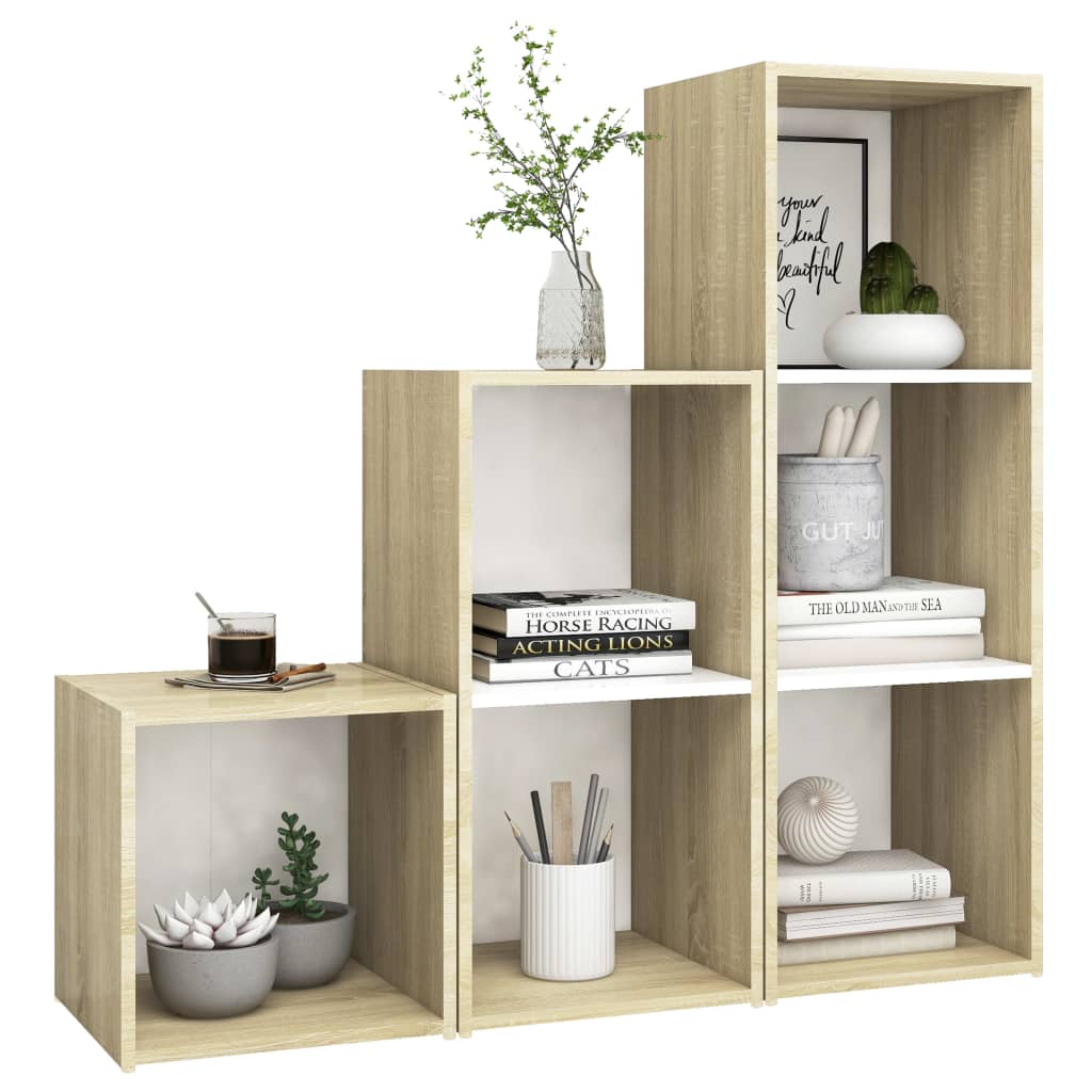 Salon furniture 3 pcs synthesized wood Nexus white and oak sonoma