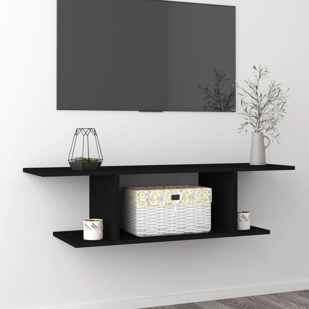 Vetonek Mueble de TV de pared negro 103x30x26,5 cm