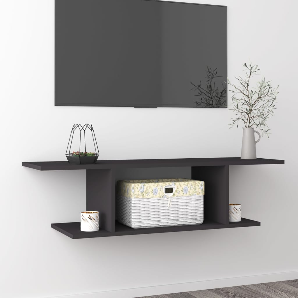 Vetonek Mueble de TV de pared gris 103x30x26,5 cm