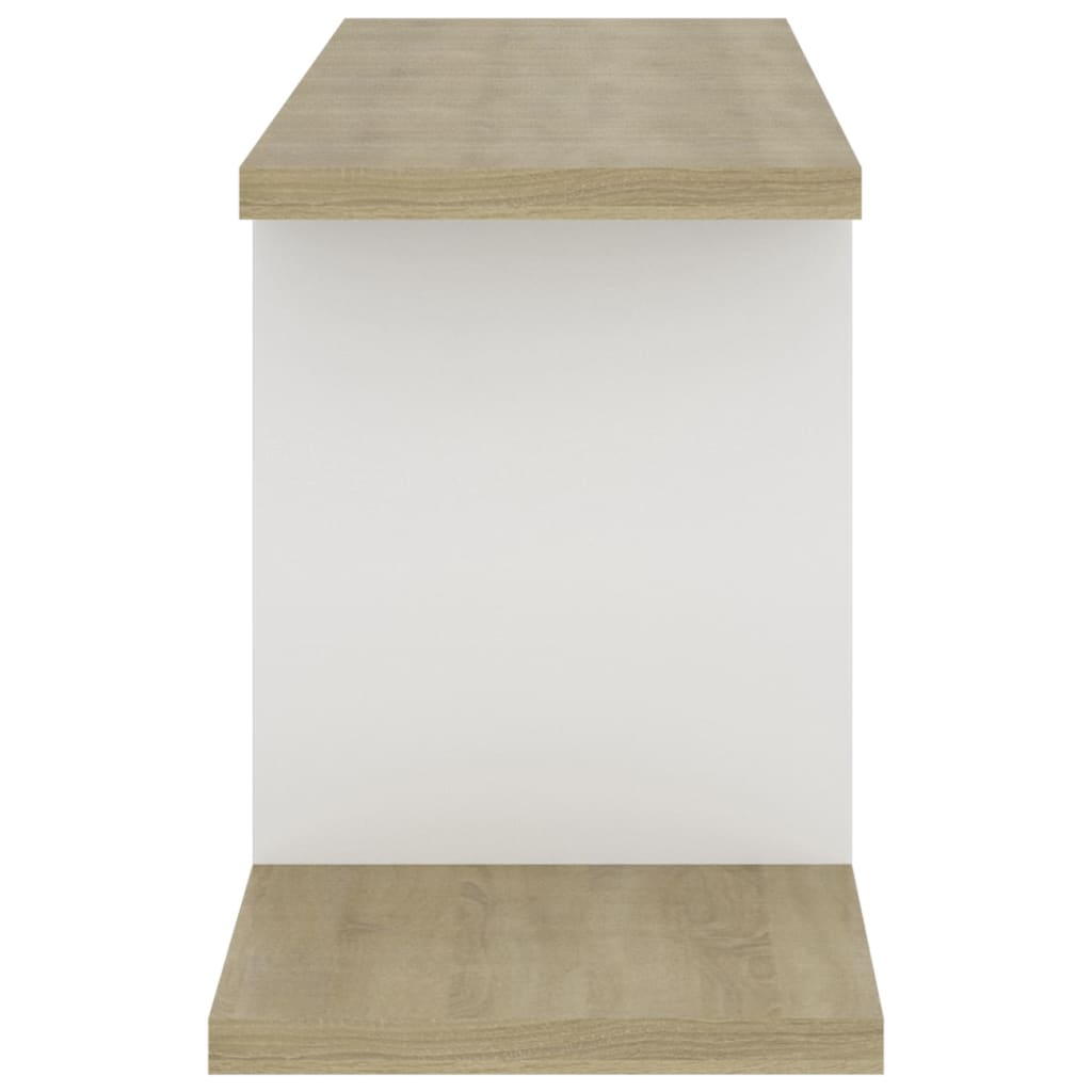 Estante de pared de TV contrachapado blanco y roble 125x18x23cm vidaXL