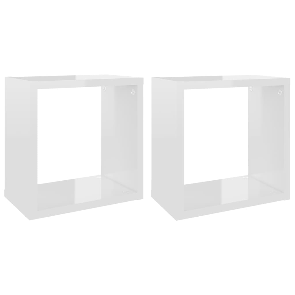 Estantes cubo de pared 2 unidades blanco brillo 26x15x26 cm vidaXL