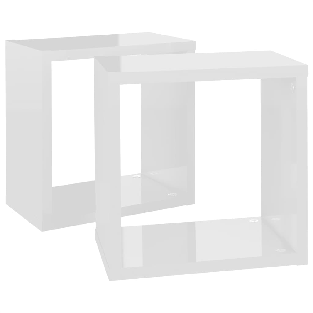 Estantes cubo de pared 2 unidades blanco brillo 26x15x26 cm vidaXL