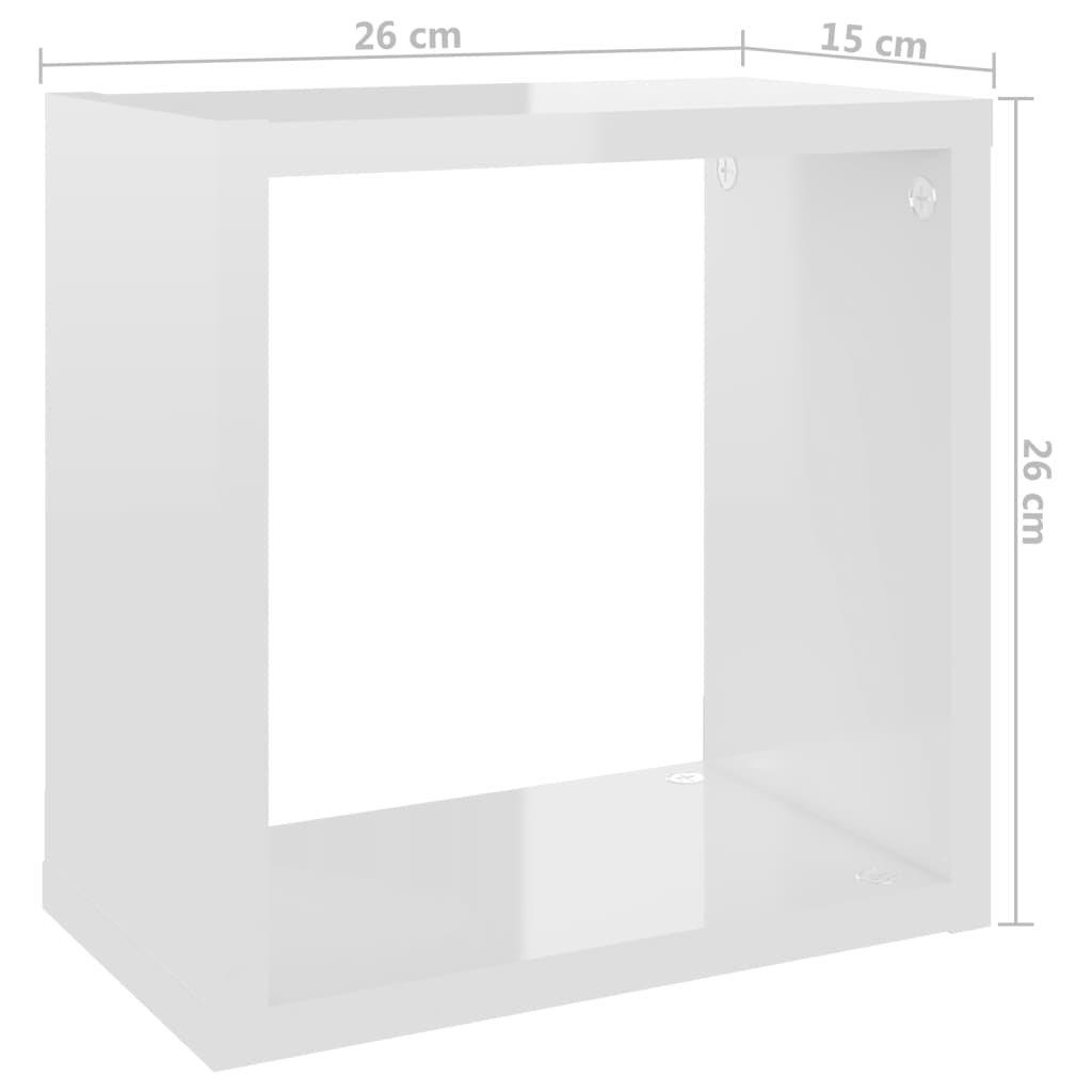 Estantes cubo de pared 2 unidades blanco brillo 26x15x26 cm vidaXL