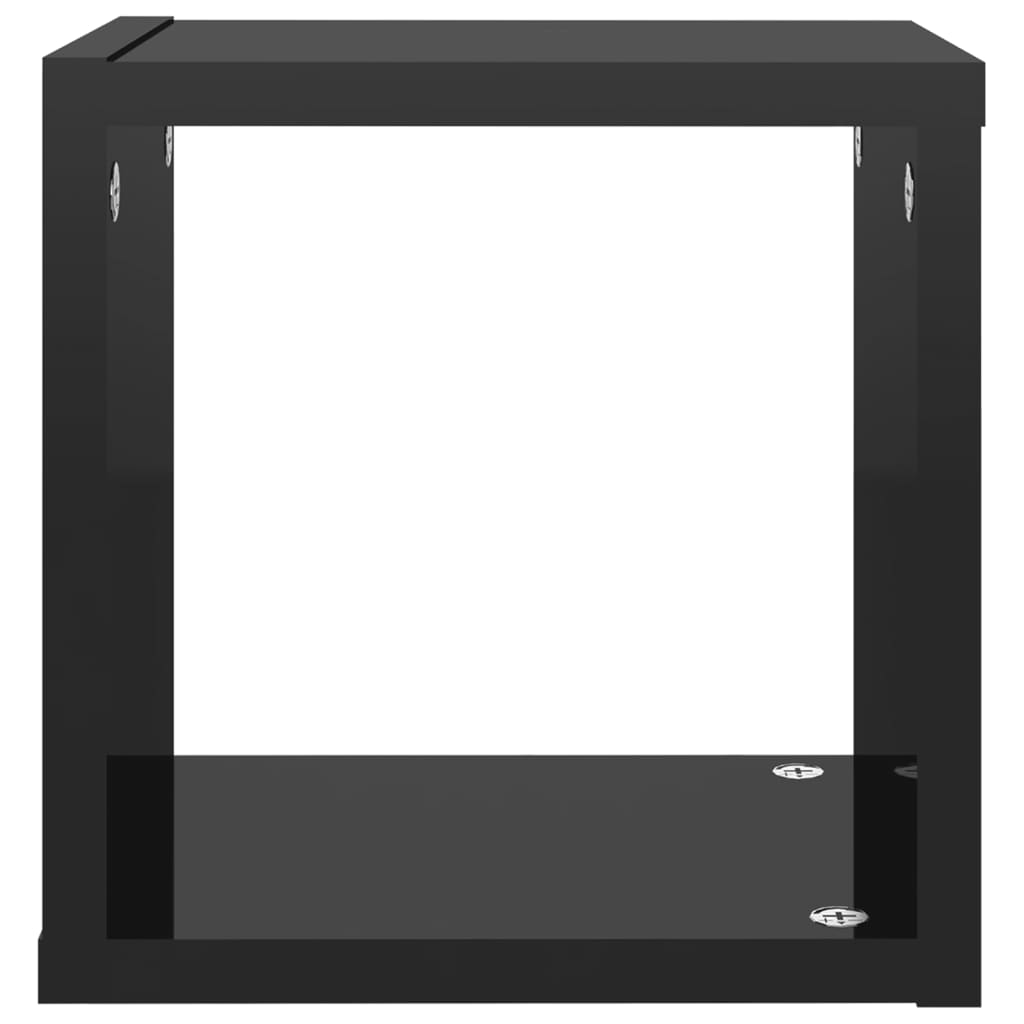 Estantes cubo de pared 4 unidades negro brillo 22x15x22 cm vidaXL