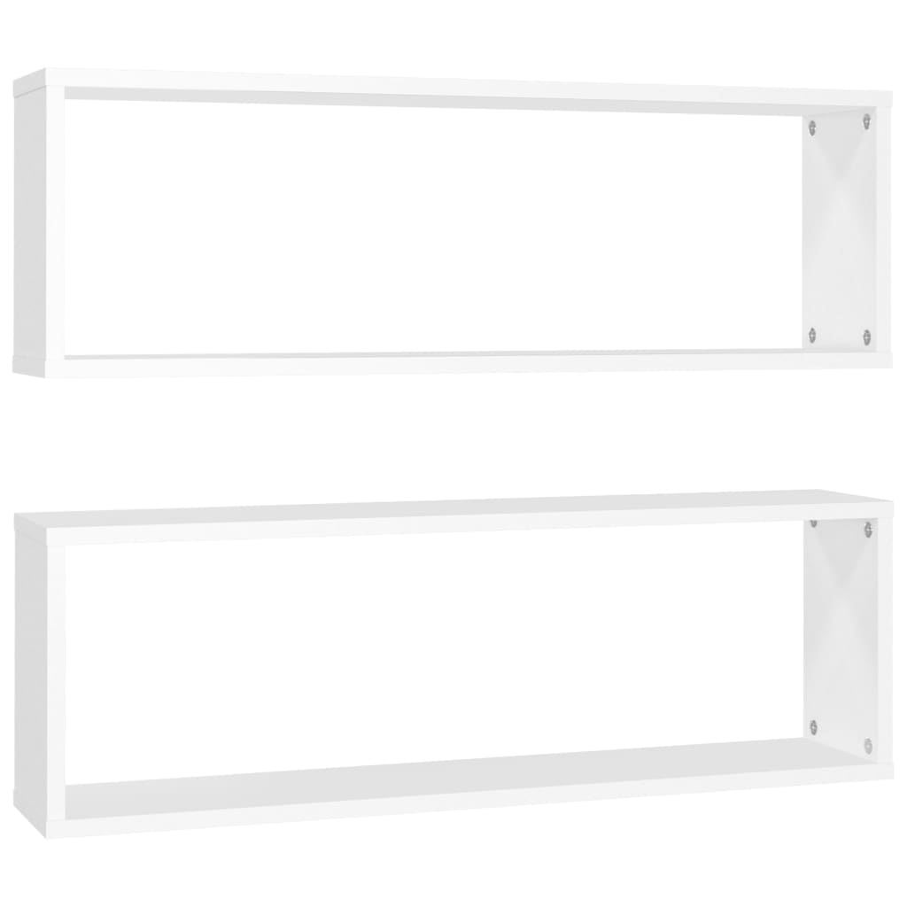 Estantes cubo de pared 2 uds contrachapado blanco 80x15x26,5 cm - Vetonek