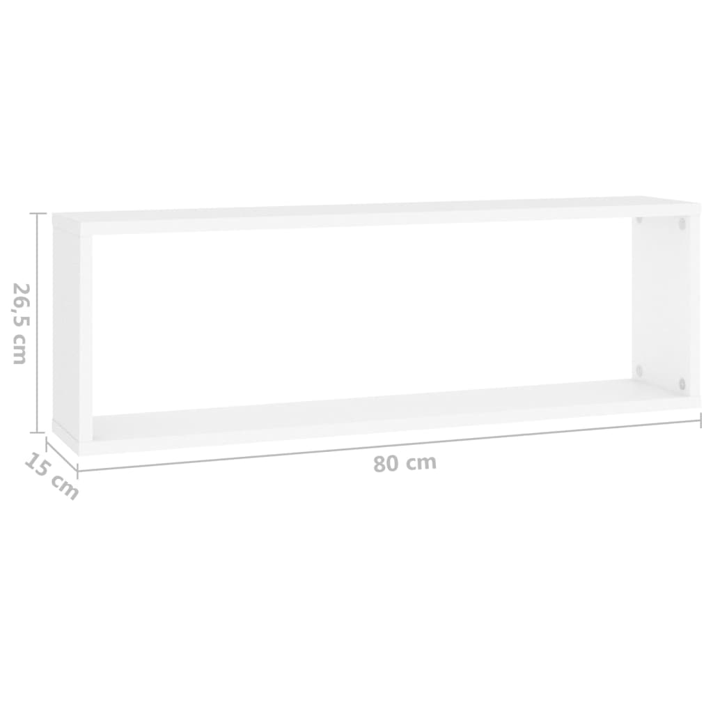 Estantes cubo de pared 2 uds contrachapado blanco 80x15x26,5 cm - Vetonek