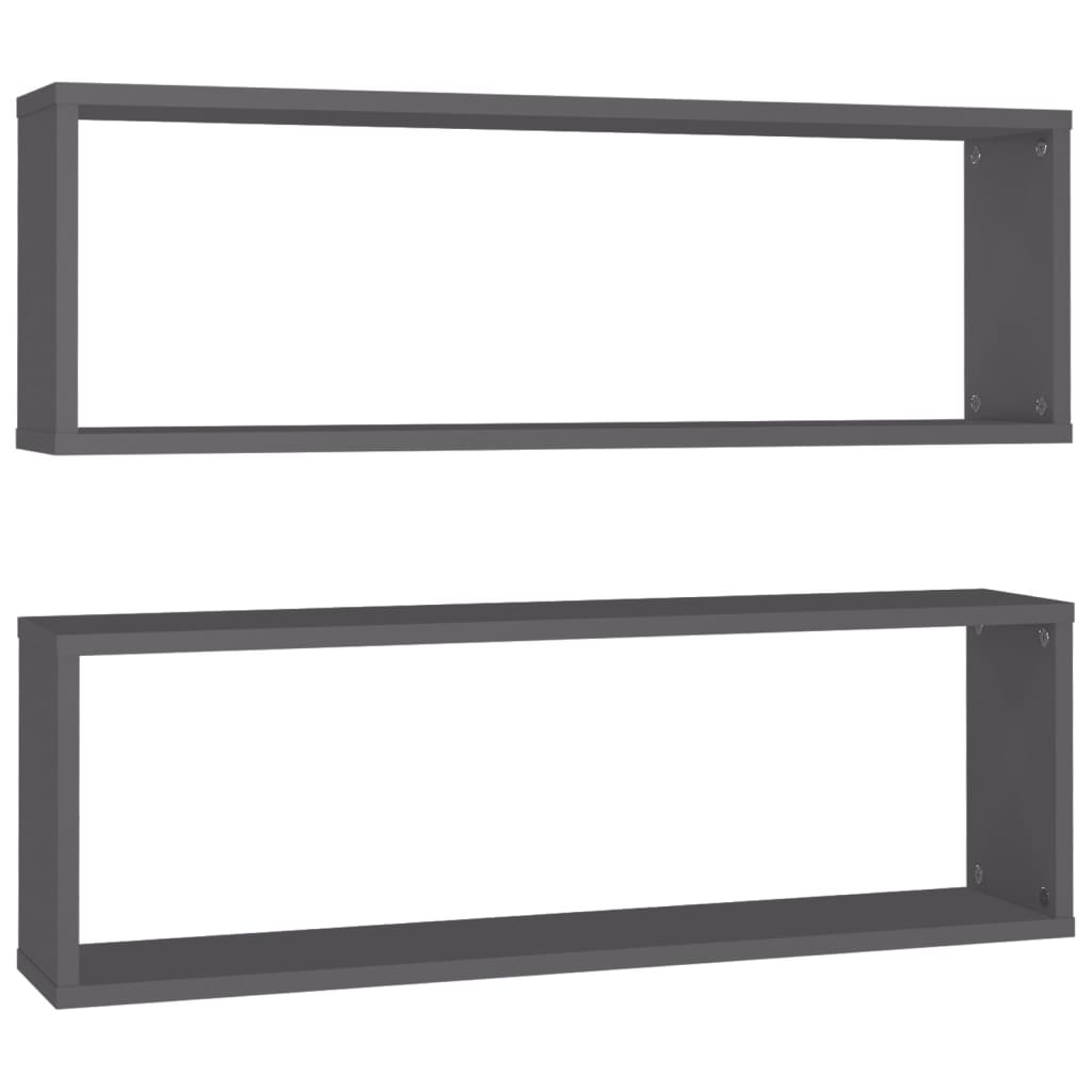 Estantes cubo de pared 2 uds contrachapado gris 80x15x26,5 cm vidaXL