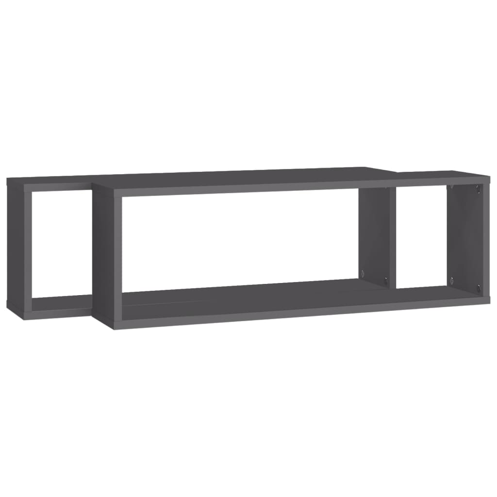 Estantes cubo de pared 2 uds contrachapado gris 80x15x26,5 cm vidaXL