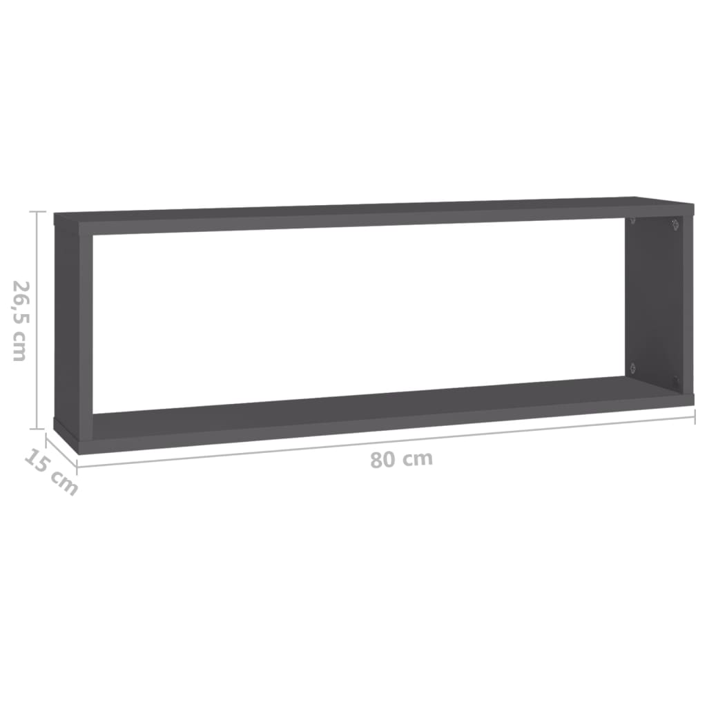 Estantes cubo de pared 2 uds contrachapado gris 80x15x26,5 cm vidaXL