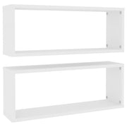 Vetonek Estante cubo de pared 2 uds madera ingeniería blanco 60x15x23cm