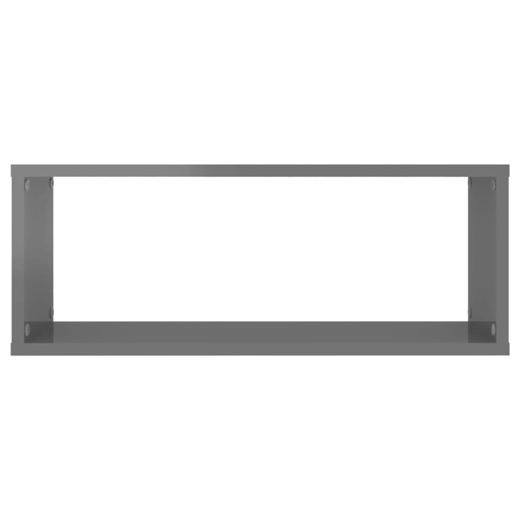 Estante cubo de pared 6uds contrachapado gris brillo 60x15x23cm v5770 - Vetonek