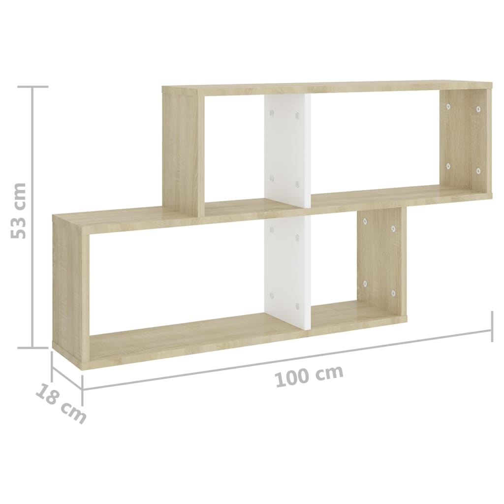 Estante de pared madera blanco roble 100x18x53 cm vidaXL